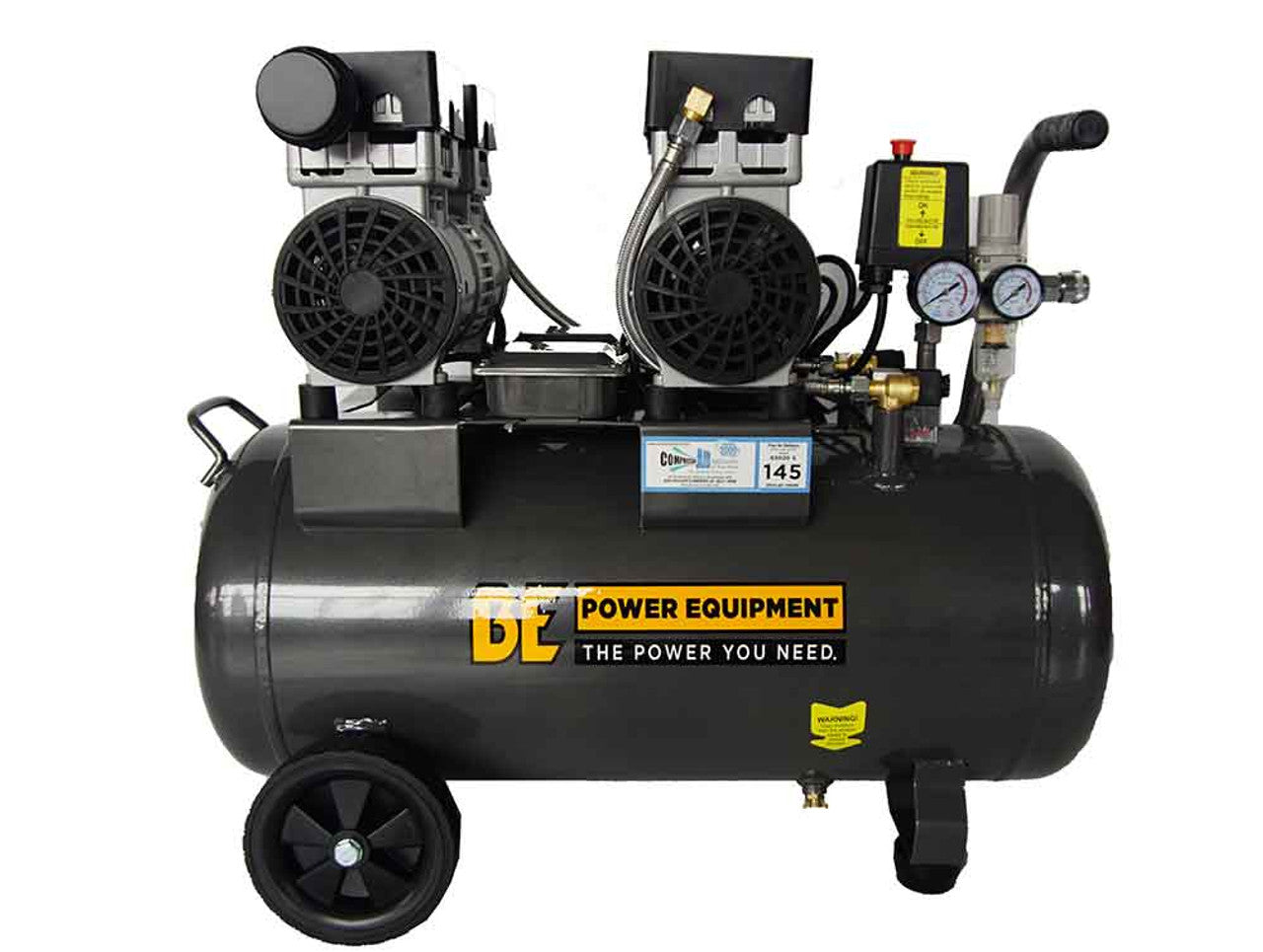 BE Commercial 50 Litre Oil Free Quiet Air Compressor – Twin Oil-Less Pumps